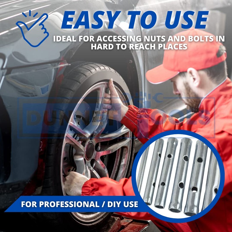 Dunnet Tools 6 Piece Tubular Box Wrench Set 10-19mm Tube