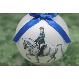 H363 Hand-made Christmas Ornament - horse - white gray arab arabian morgan hunt