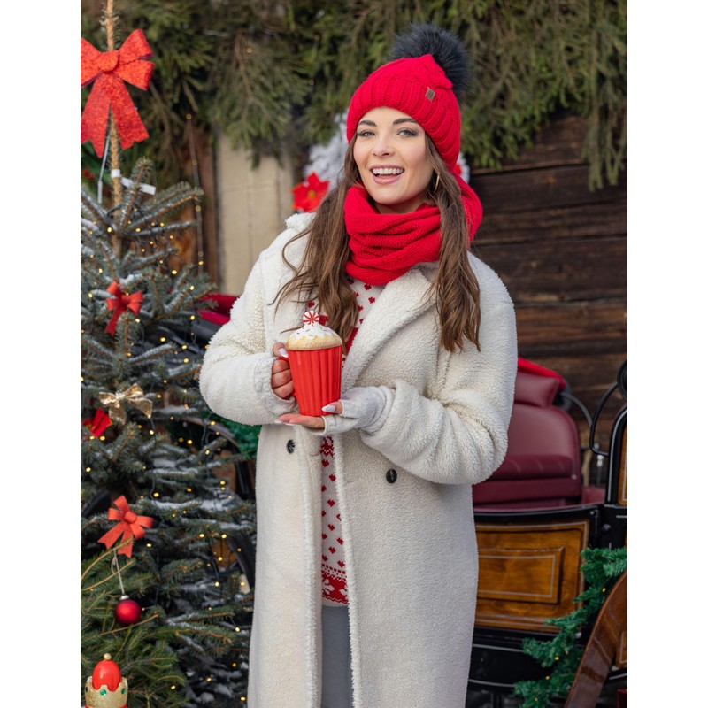 VIVISENCE 7014 Women's Bobble Hat Winter Warm Thick Patterned Made