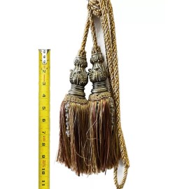 BDD Single Double Drapery Tassel Tieback  -Brown & Beige - CRV