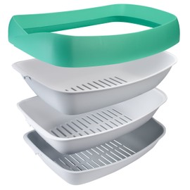 Luuup Litter Box - 3 Sifting Tray Cat Litter Box- Easy to Clean with Non-Stick Coating - Stylish, High-Sided Design with Spill Guard (15.4"x20.2"x7.5")