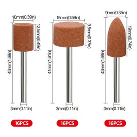 48 Pieces Corundum Grinding Tip Set, Sanding Pen Set, 3 mm Shaft Abrasive Grinding Pins, Mounted, Cone, Cylinder Polishing Bits, Mounted Grinding, Shaft Grinding Mandrel Mounted for Stone, Ceramic,