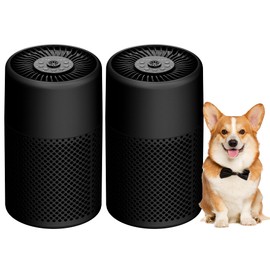 2 Pack Air Purifiers for Bedroom Home, True HEPA Filter for Dust, Smoke, Pet Dander, Small Air Purifier with Sleep Mode for Bedroom Office, Night Light Quiet 24dB, Fragrance Sponge, Black