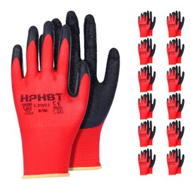 HPHST Work Gloves with Latex Coating, Work Gloves for Men Women Non-Slip (M)
