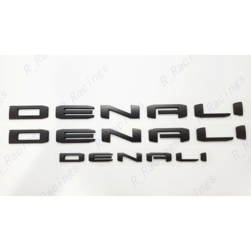 GMC 3pc Matte Black Door Rear DENALI Emblems Letters 2021-2023