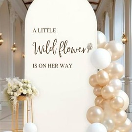 A Little Wild Flower is On Her Way Baby Shower Decal Sign,Gender Reveal Girl or Boy Wall Stickers Sign,Baby Party Sign Vinyl Decal,for Birthday Party Backdrop Wall Decor Supply (Wildflower Decal)