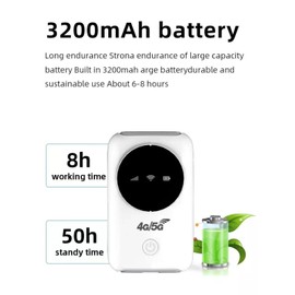 Mobile Router, 4G LTE 5G Hotspot 300Mbps Modem up to 10 Devices, SIM Slot, 3200MAh Battery, Portable Device for Travel, Business Trip, Outdoor