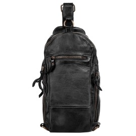 X-ZONE Crossover Bag Genuine Leather Men Women | Made in Italy, Shoulder Bag, Handbag Made of Cowhide Leather, Zip | 020842, black, Unit size