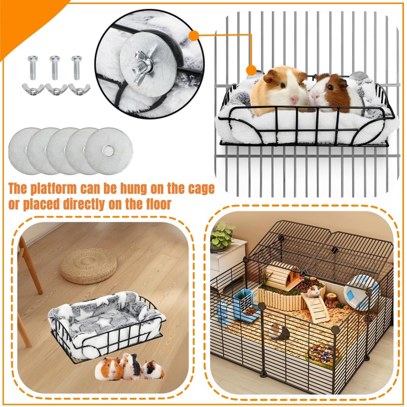 Acshio Rat Cage Platform, Metal Basket Rat Hammock with Mat,