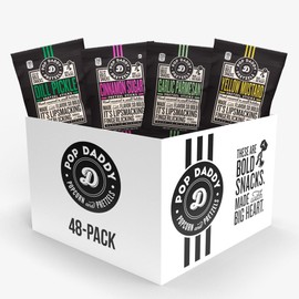 Pop Daddy Flavored Pretzel Sticks | Healthy Gourmet Pretzels Snack Packs | 1.5oz Variety Pack Pretzels | 48 Pack | Garlic Parmesan, Dill Pickle, Yellow Mustard, Cinnamon Sugar