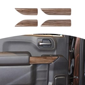 RT-TCZ for Silverado Inner Door Panel Trim Cover for Chevy Silverado GMC Sierra 2019 2020 2021 2022 Wood Grain Interior Accessories 4pcs (for Double Cab)