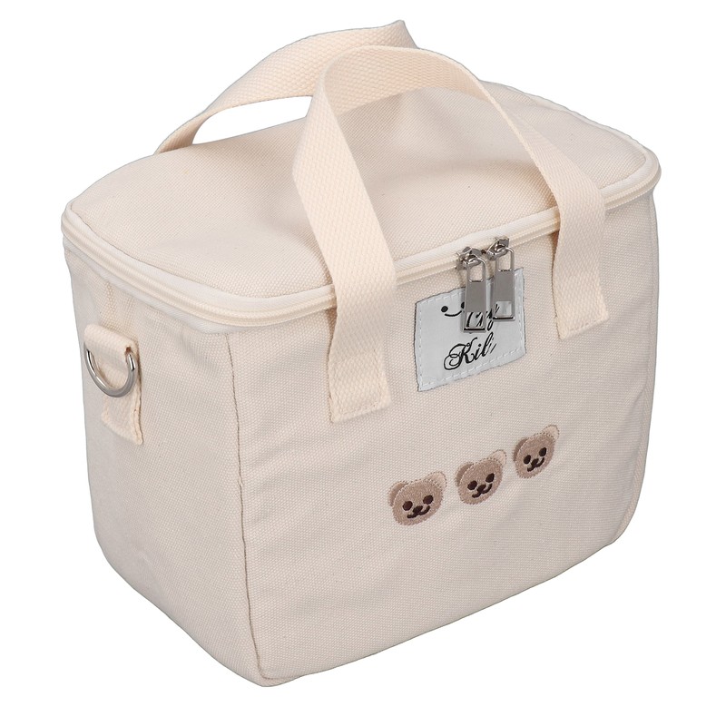 Insulated Lunch Bag Embroidered Bear Waterproof Leakproof Adjustable Straps Lunch