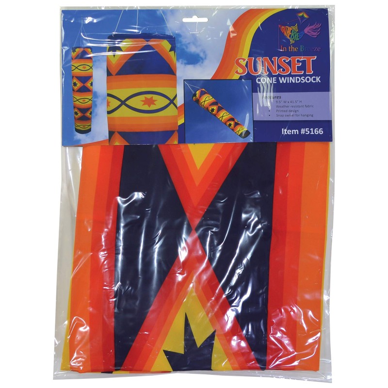 In the Breeze 5166 Sunset 41-Inch Cone Windsock-Colorful, Large Hanging
