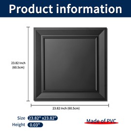 Art3dwallpanels Ceiling Tiles 24 x 24 Drop Ceiling Tiles, 12 Pack Drop in Ceiling System High Grade PVC Wall Panels, Fire Rated, Waterproof, Light Weight, Prevent Breakage, Cover 48 Sq.Ft, Black