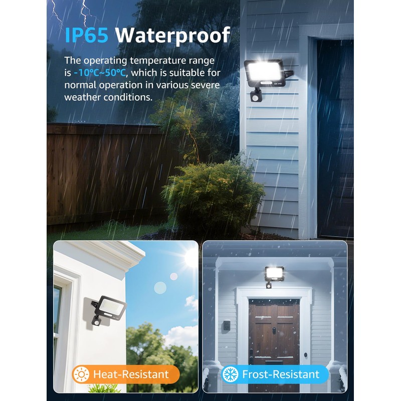 Aigostar PIR Outdoor Sensor Light, 30W Motion Sensor Flood Lights,