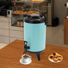 CNCEST Stainless Steel Insulated Beverage Dispenser, Insulated Beverage Container with Spout, 10L/2.64gal Cold and Hot Drink Dispenser for Parties, Hot Water, Tea & Coffee, Cold Milk, Blue