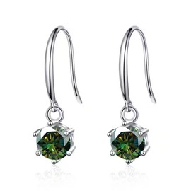 GLESOS Lightweight Hoop-Shaped Drop/Dangle Huggie Earrings,18K White Gold Plated Green CZ Crystal Earrings for Women