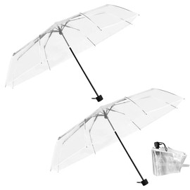 YANGUN 2 Pack Transparent Umbrella, See Through Umbrella for Events Walking Handbag Travel, for Rain Men and Women, Rainproof, Windproof, See Through