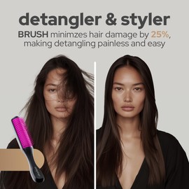 Aséptiqo Brush - Detangling Hair Brush, Compact & Easy to Clean Multi Purpose Pink Detangling HairBrush for Women, Men, Kids - Ideal for Straight to Wavy Hair, Wet or Dry, Heat Resistant Hair Brush, Brosse a Cheveux (Royal Euphoria)