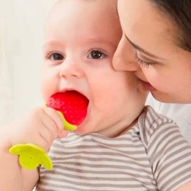 Mordederas para Bebé 6 Pack  6 Juguetes de Dentición de Silicona Suave con Formas de Uvas, Banana, Naranja, Fresa, y Frutas Mordedera Sensorial para  