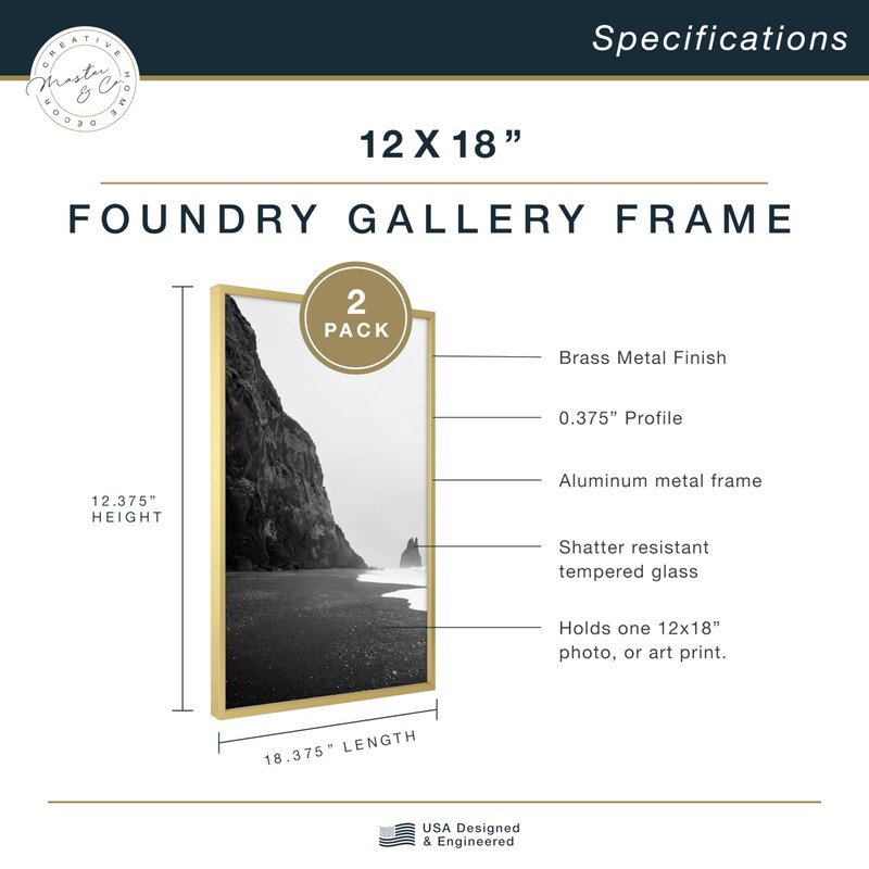 MCS Foundry Metal 12x18 Brass Gallery Wall Frame (2-Pack)