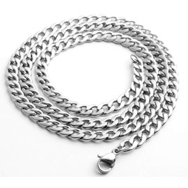 r_planning Silver Necklace, Curb Chain, Simple Design, Accessory, Unisex, Unisex