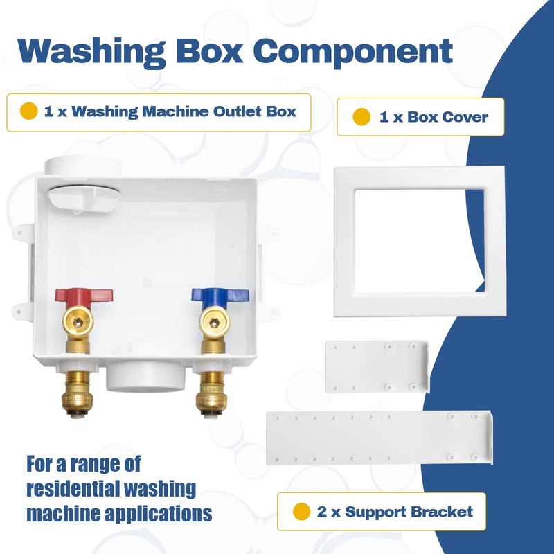 1-PACK GUOFIS Washing Machine Outlet Box, PEX Laundry Washer Box
