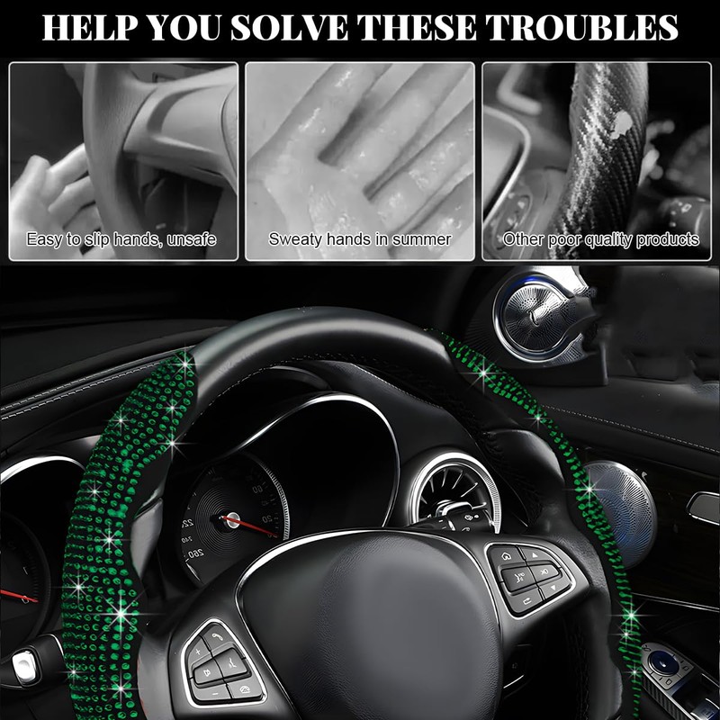 BWBWND 2 PCS Steering Wheel Cover, Segmented Car Wheel Covers