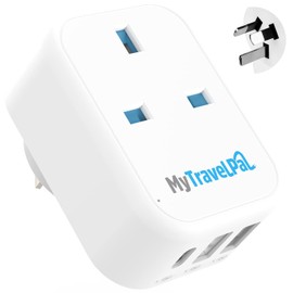 MyTravelPal UK to Australia Plug Adapter With USB-C | UK Safety Standards | China Australia Travel Adaptor With USB C | Safe & Grounded Type I Travel Adapter Plug | Australian New Zealand Argentina
