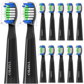 YMPBO 12 Pack Toothbrush Heads Compatible with Bitvae D2 Electric Toothbrush, Tooth Brush Head Replacement Heads Refill, Soft Brush Bristles, Black