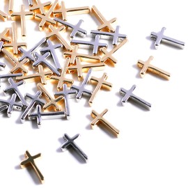 Stino - Colgantes para hacer joyas, 50 piezas de oro y plata, perlas y diamantes de imitación, Pequeño, Esmalte, No es una piedra preciosa