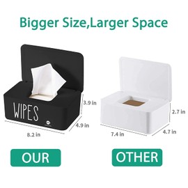 Moorfowl 2 Pack Baby Wipes Dispenser,Upgarde Size(8.2L x 4.9W x 3.9H inches),Baby Wipes Container Holder for Bathroom Flushable Wipe Box Dispenser for Home Office Car (2 Grey)