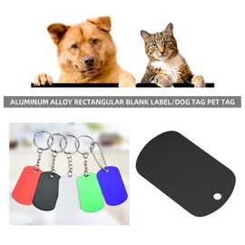 VGOL 30PCS Aluminum Blank Tags Rectangle Stamping Blanks Engraving Blanks Charm ID Tags for Dogs Cats DIY Ornament Decoration 50x29x1mm 3.5mm Hole Black