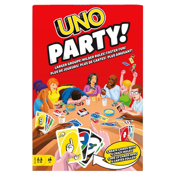 Mattel Game HMY49 UNO Party Card Game, 224 Cards for 6 to 16 People, Ages 7 and Up