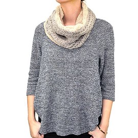 Fluffy Faux Fur & Crochet Double Layer Neck Scarf (Gray)