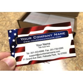 IMPACTONLINEPRINTING, Business Cards 100pcs - Thick Smooth16Pt Paper(350gsm), Us Flag-1