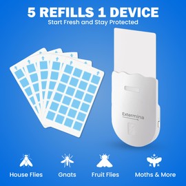 Extermina Flying Insect Trap with UV Light - 24/7 Continuous Catch for House Flies, Fruit Flies & Gnats - 5 Refills Included