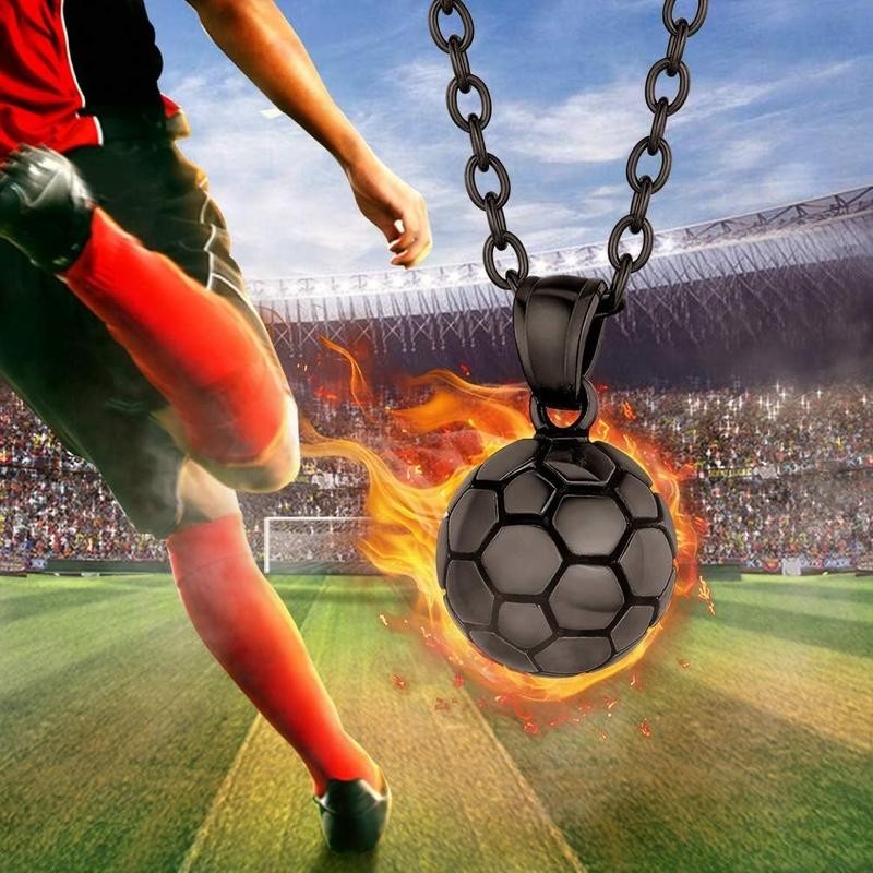 Stainless Steel/ Plated/Black Soccer Football Necklaces Pendant with Chain for