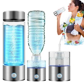 Hydrogen Water Bottle, 3 in 1 4000 PPB Hydrogen Water Bottle Generator with SPE/PEM Technology, 14 OZ/ 400 mL Hydrogen Water Machine for Gym Office School Home Daily Use