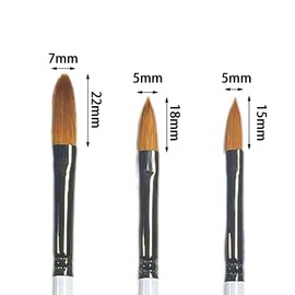 Qwrqwr 3PCS Acrylic Nail Brush Set Professional Kolinsky Brushes Sizes 8 10 14 for Powder Manicure Art Extension 3D Fingernail Carving UV Gel Tool Fit for Home Salon Beginner Women Gift and DIY