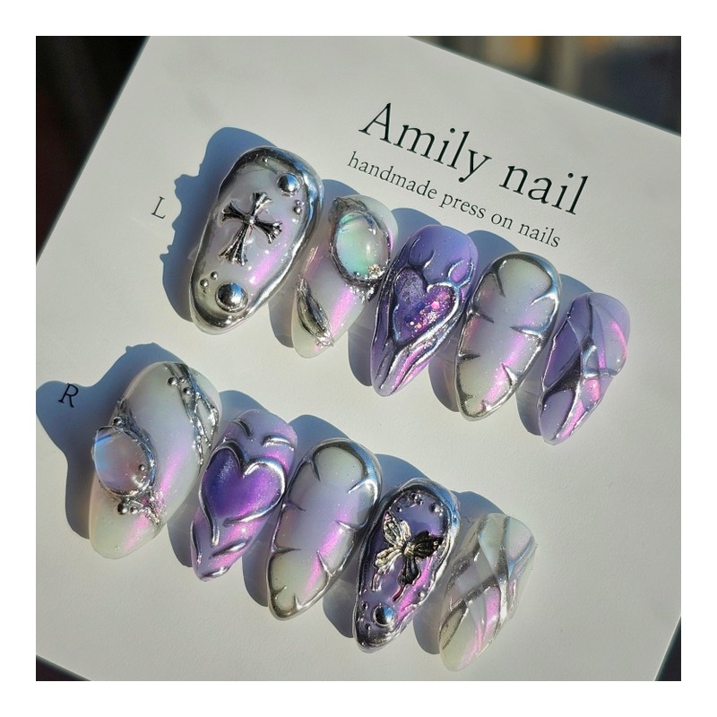 Mystic Glow [Handmade Nail Tips] Emily Nail - Coffin /