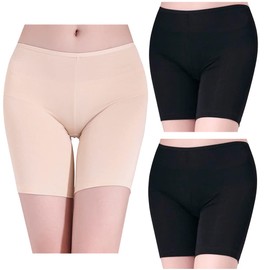 Women's Anti Chafing Shorts Slip Shorts for Women Under Dress Long Leg Underwear Boyshorts Panties for Women Black White Skin