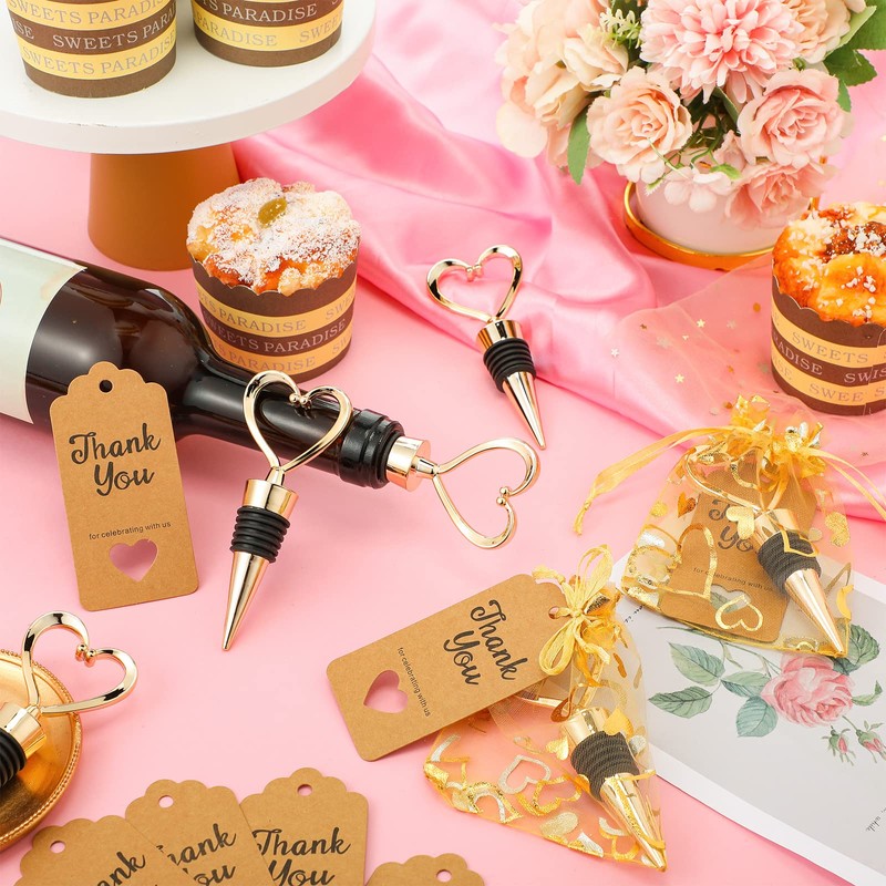24 Set Heart Shaped Wine Beverage Bottle Stopper Party Favors