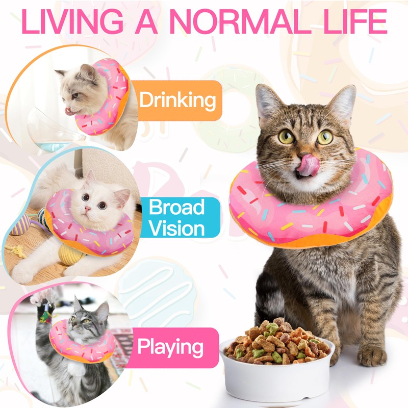 WONONE Cat Cone Collar Soft, Cute Cat Donut Collar After
