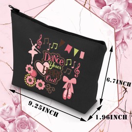 Dancer Cosmetic Bag Dance Teacher Makeup Bag Dance Your Heart Out Makeup Pouch Hip Hop Lyrical Recital Ballet Tap Dance Lover Gift Dance Inspirational Gift for Women Girl (Dance Your Heart Out BLCA)