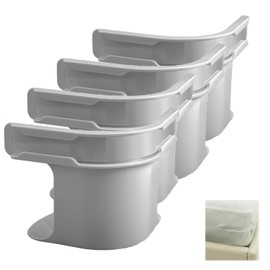 4pcs Bed Sheet Holder Fitted Sheet Straps, Large Holders Keep Sheets Firm & Tight,Bed Sheet Rack with Lock Strip Easy to Install for All Mattress Sizes-Grey