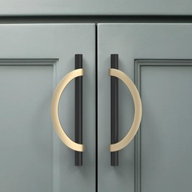 Amerdeco 10 Pack Black Brushed Gold Cabinet Pulls 5 Inch(128MM) Hole Centers Kitchen Cabinet Handles Hardware Kitchen Handles for Cabinets Cupboard Handles Drawer Pulls…