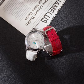 Jumpsunfun Leather Watch Strap 12mm, Genuine Leather Watch Band for Men and Women White