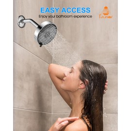 RALANDA High Pressure Shower Heads, High Flow Adjustable 3-Setting Bathroom ShowerHead-4 Inch Chrome Fixed Shower Head for a Luxury Experience Even with Low Water Pressure