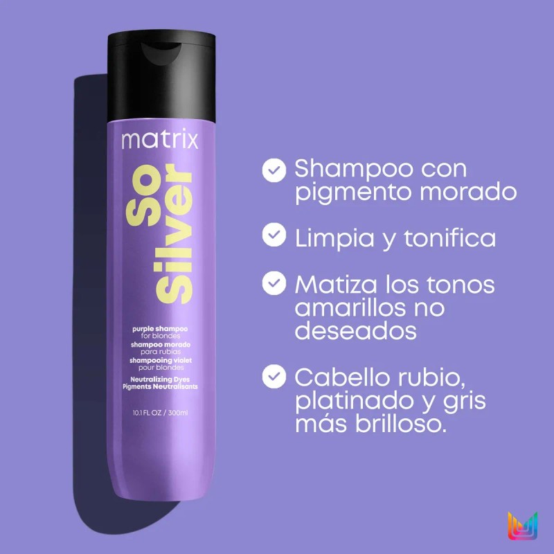 Shampoo Morado Matrix So Silver para Cabello Rubio o Canoso